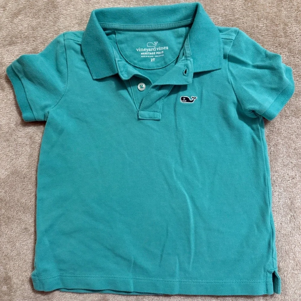 Vineyard Vines Heritage Polo Shirt Toddler 2T Teal Green Short Sleeve